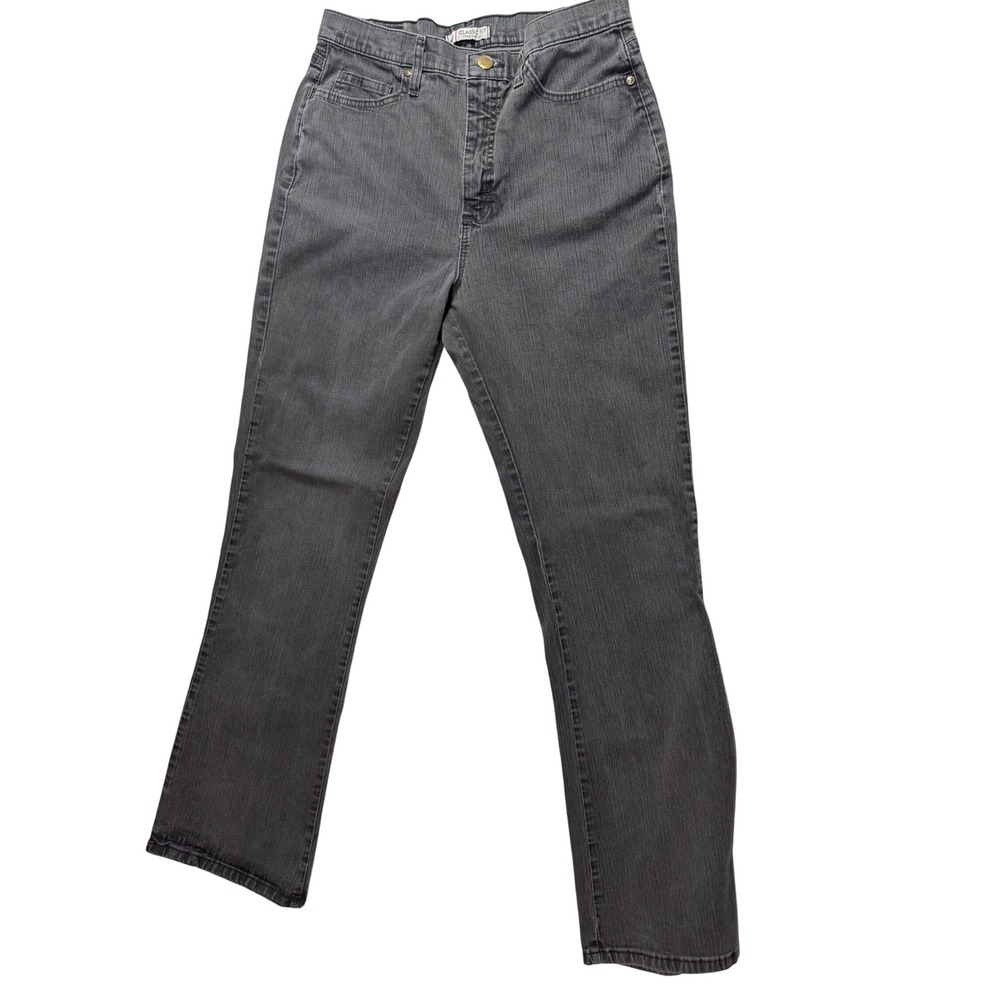 Lee Classic Fit Straight Leg Gray Jeans Womens Size 12 Medium High Rise Stretch